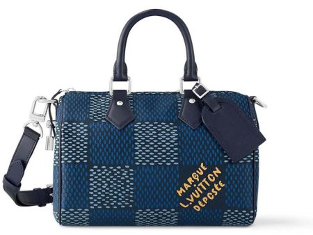 Louis Vuitton Speedy 25 Bandoulière Damier Heritage Blue For Sale