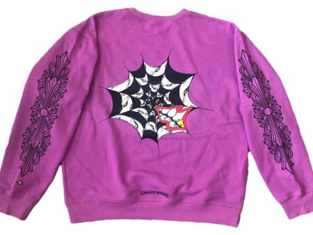 Chrome Hearts Matty Boy Spider Web Crewneck Sweatshirt Purple Online Hot Sale