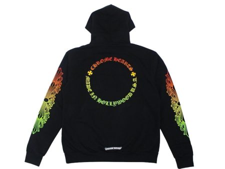 Chrome Hearts Floral Sleeve Gradient Made In Hollywood Zip Up Hoodie Black Cheap