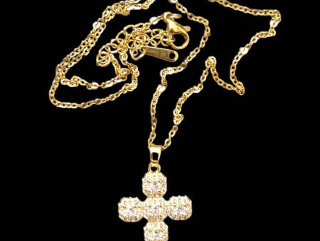 18k GOLD PLATED  CROSS ICED OUT PENDANT Online Hot Sale