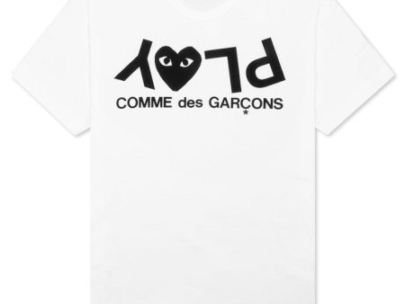 Comme Des Garcons Play Inverted Text T-Shirt White Online Sale