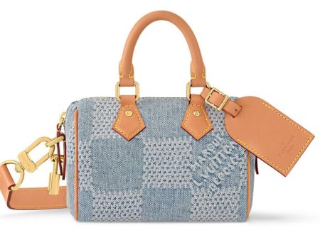 Louis Vuitton Speedy 18 Bandouliere Damier Denim 3D Blue Denim on Sale