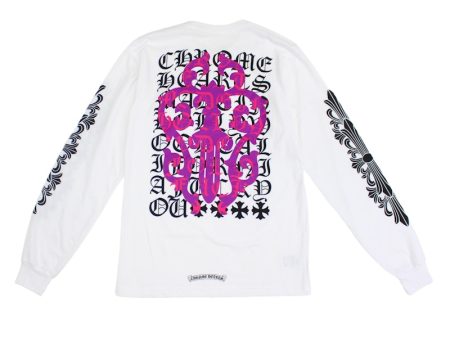 Chrome Hearts Eye Chart Dagger Longsleeve T-Shirt White Pink For Sale