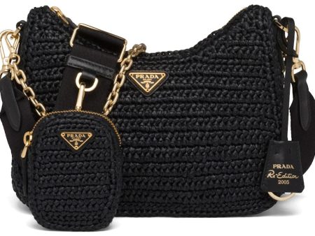 Prada Re-Edition 2005 Raffia Bag Black Sale