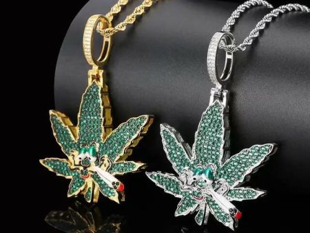 HIGH WEED LEAF ICED OUT PENDANT For Cheap