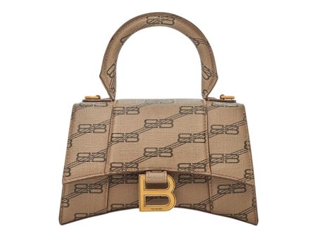 Balenciaga Hourglass Handbag Xs Bb Monogram Beige Brown Cheap