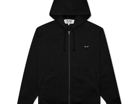 Comme Des Garcons Play Big Black Heart Zip Up Hoodie Black on Sale