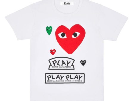 Comme Des Garcons Play Multi Logo Red Heart T-Shirt White Online