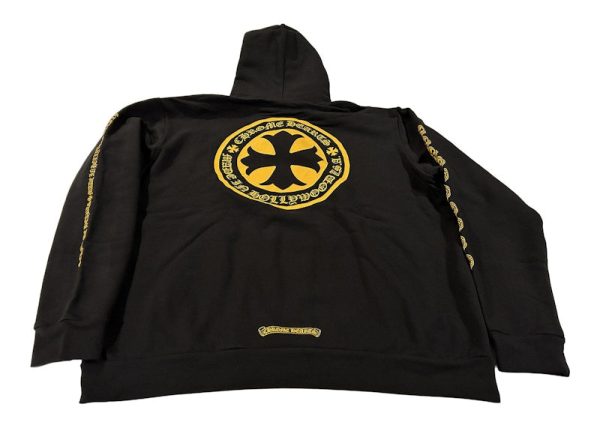 Chrome Hearts Plus Logo Pullover Hoodie Black Yellow Online now