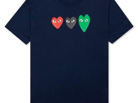 Comme Des Garcons Play Multi Heart T-Shirt Navy Discount