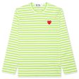 Comme Des Garcons Play Pastelle Striped L S T-Shirt Green White Hot on Sale