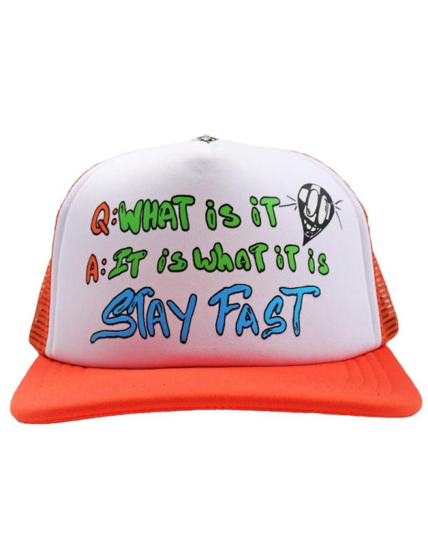 Chrome Hearts Matty Boy Sex Records It Is What It Is Trucker Hat Orange White For Cheap