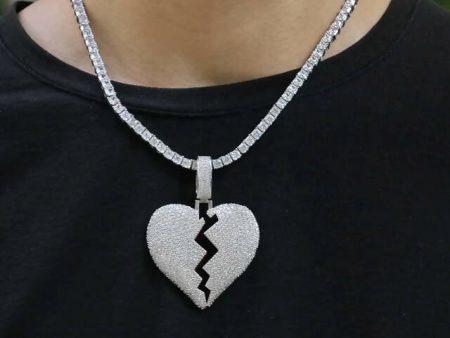 BROKEN HEART ICED OUT PENDANT (SILVER) Supply