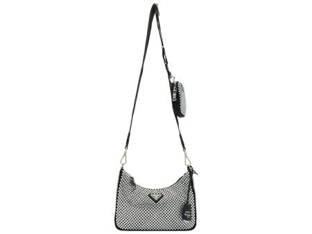 Prada Re-Edition 2005 Crystal-Embellished Satin Bag Silver Fashion