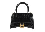 Balenciaga Crocodile Embossed Hourglass Top Handle Xs Black Sale