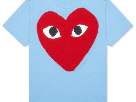 Comme Des Garcons Play Pastelle Red Heart T-Shirt Blue Cheap