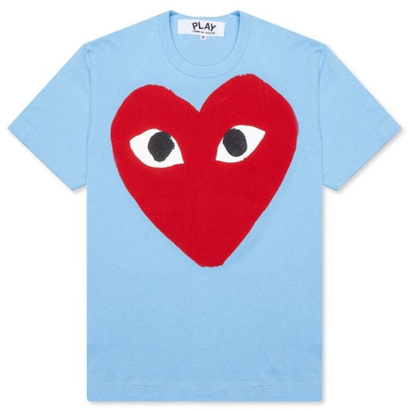 Comme Des Garcons Play Pastelle Red Heart T-Shirt Blue Cheap