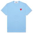 Comme Des Garcons Play Pastelle Red Emblem T-Shirt Blue For Discount