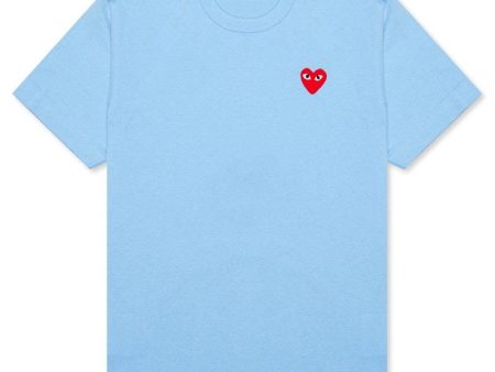 Comme Des Garcons Play Pastelle Red Emblem T-Shirt Blue For Discount