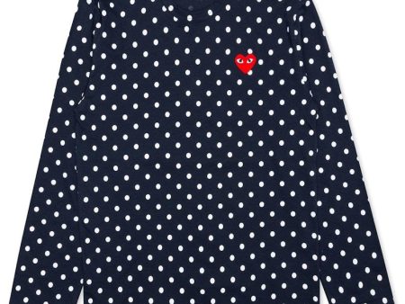 Comme Des Garcons Play Polka Dot L S T-Shirt Navy Sale