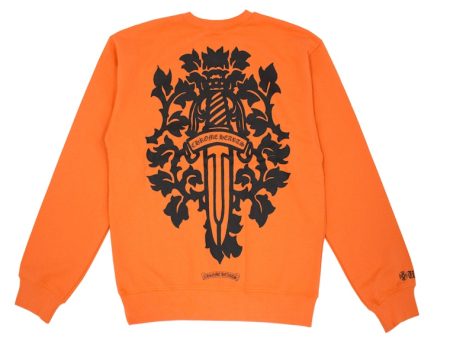 Chrome Hearts Vine Dagger Crewneck Sweatshirt Orange Black on Sale