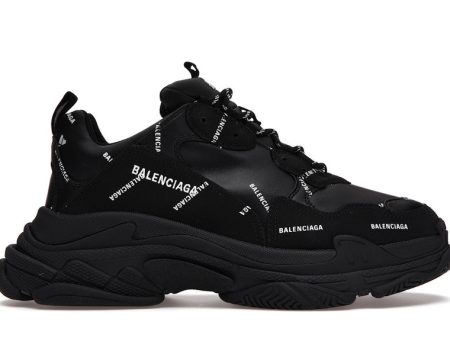 Balenciaga Triple S Allover Logo Black on Sale