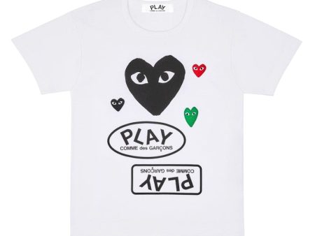 Comme Des Garcons Play Multi Logo Black Heart T-Shirt White on Sale