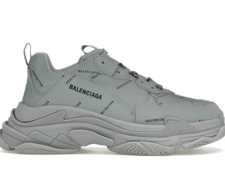 Balenciaga Triple S Allover Logo Grey Black For Sale