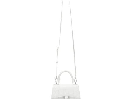 Balenciaga Hourglass Crocodile Embossed Top Handle Bag Xs White Online Hot Sale