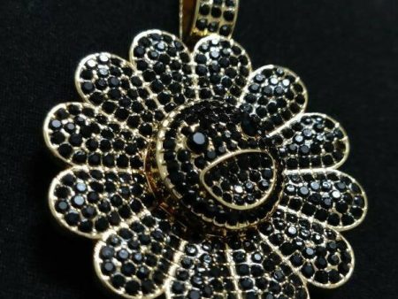 MURAKAMI FLOWER ICED OUT PENDANT (BLACK GOLD PLATED) Online