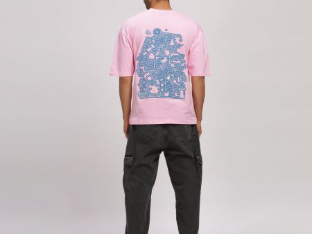 Pink Line Art Tee Sale